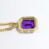 Picture of 5.82ct Emerald Cut Amethyst Pendant, 0.58ct Diamond, 18k Yellow Gold
