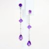 Picture of Amethyst and Diamond Dangle Earrings, 14k White Gold