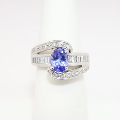 Picture of Tanzanite and Diamond Ring, 14k White Gold