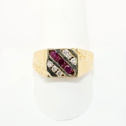 Picture of Ruby and Diamond Men's Ring, 14k Yellow Gold