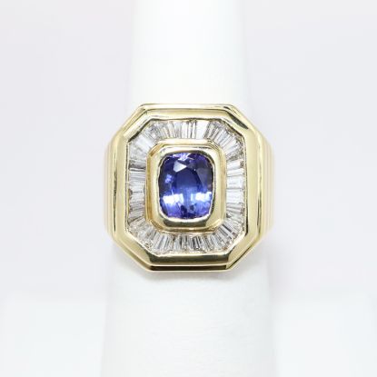 Picture of Tanzanite and Diamond Men's Ring, 14k Yellow Gold