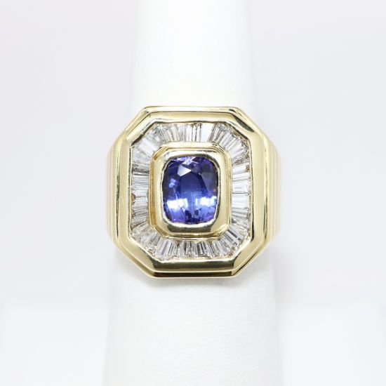 Picture of Tanzanite and Diamond Men's Ring, 14k Yellow Gold