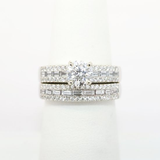 Picture of 0.70ct Round Brilliant Cut Diamond Bridal Set with Band, 18k White Gold