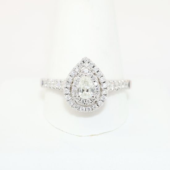 Picture of Pear Cut Diamond Halo Ring, 14k White Gold