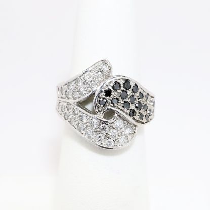 Picture of Black and White Diamond Ring, 14k White Gold