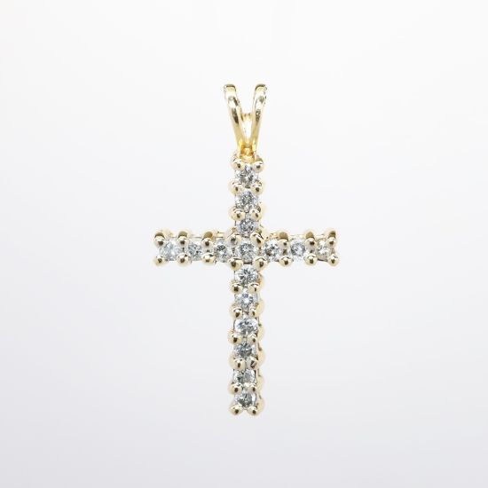 Picture of 0.50 Diamond Cross Pendant, 14k Yellow Gold