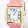 Picture of 18k Yellow Gold Cartier Wristwatch with Pink Leather Band