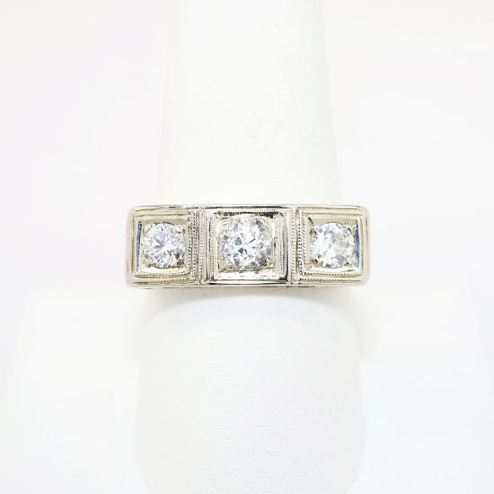 Picture of 1.00ct 3-Stone Men's Diamond Ring in 14k Yellow Gold