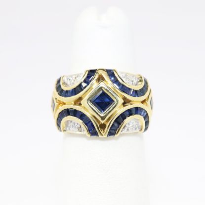 Picture of Sapphire and Diamond Statement Ring in 18k Yellow Gold