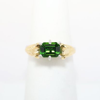 Picture of 1.00CT Green Tourmaline Ring in Platinum with 14k Yellow Gold Dog Heads