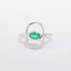 Picture of Emerald and Diamond Double Circle Ring in 14k White Gold