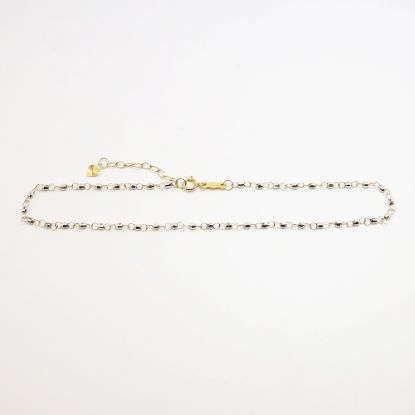 Picture of Beaded Link Chain Anklet in 14k Two-Tone Gold