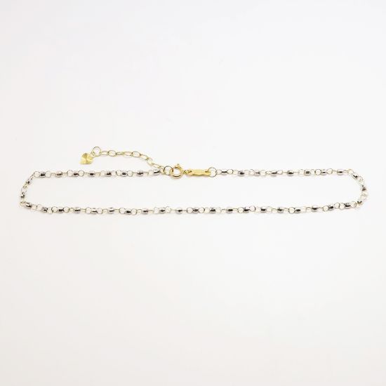 Picture of Beaded Link Chain Anklet in 14k Two-Tone Gold