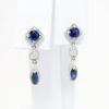 Picture of Round & Marquise Cut Sapphire & Diamond Drop Earrings in 14k White Gold