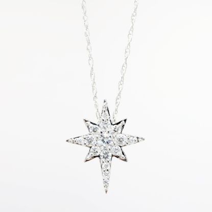 Picture of Diamond North Star Pendant Necklace in 14k White Gold