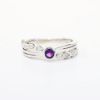 Picture of Bezel Set Amethyst Ring with Diamond Accents in 14k White Gold