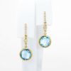Picture of Blue Topaz Bezel Set Drop Earrings with Diamond Accents in 10k Yellow Gold