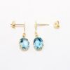 Picture of Blue Topaz Drop Earrings in 14k Yellow Gold