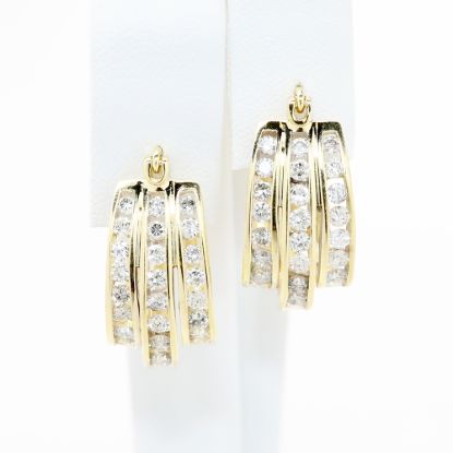 Picture of 2ct Diamond Triple Row Hoop Earrings in 14k Yellow Gold