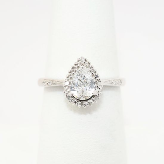Picture of 0.52ct Pear Cut Diamond Ring with Halo in 14k White Gold