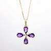 Picture of Amethyst and Diamond Flower Pendant Necklace in 14k Yellow Gold