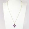 Picture of Amethyst and Diamond Flower Pendant Necklace in 14k Yellow Gold
