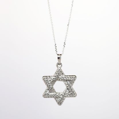 Picture of Star of David Pendant Necklace in 14k White Gold