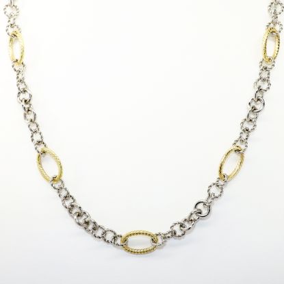 Picture of Phillip Gavriel Oval Link Chain Necklace in Sterling Silver & 18k Yellow Gold
