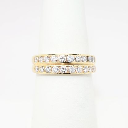 Picture of Pair of Matching Diamond Band Rings in 14k Yellow Gold
