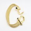 Picture of 14k Yellow Gold Flexible Link Mesh Bracelet with Onyx Cabochons