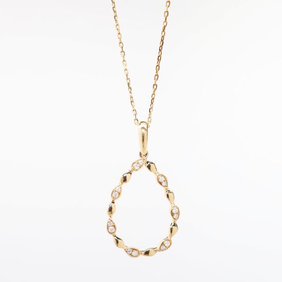 Picture of 14k Rose Gold & Diamond Teardrop Pendant Necklace