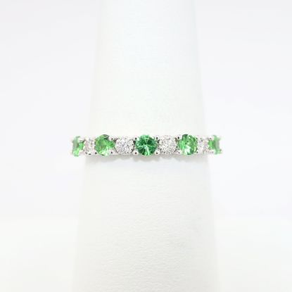 Picture of 14k White Gold, Tsavorite and Diamond Band Ring