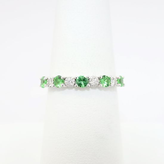 Picture of 14k White Gold, Tsavorite and Diamond Band Ring