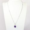 Picture of 14k White Gold & Oval Cut Amethyst Pendant Necklace with Diamond Halo