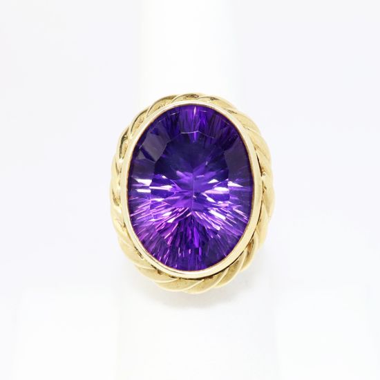 Picture of 14k Yellow Gold & Fantasy Oval Cut Amethyst Ring