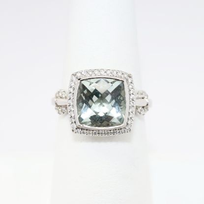Picture of 14k White Gold, Green Amethyst & Diamond Ring