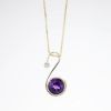 Picture of 14k Yellow Gold & Round Bezel Set Amethyst Pendant with Diamond
