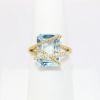 Picture of 14k Yellow Gold & Emerald Cut Blue Topaz Ring with Diamond Accents