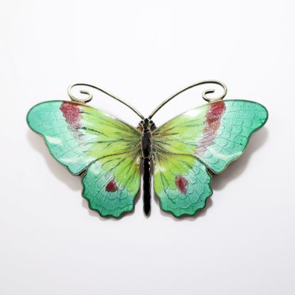 Picture of Vintage O.F. Hjortdahl (Norway) Sterling Silver & Guilloche Enameled Butterfly Brooch