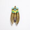 Picture of Vintage Gilt Chinese Export Silver, Cloisonné Enamel & Turquoise Cabochon Cicada Shaped Locket