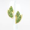 Picture of Vintage Weiss Gold Tone & Green Rhinestone Leaves Brooch & Earrings Set
