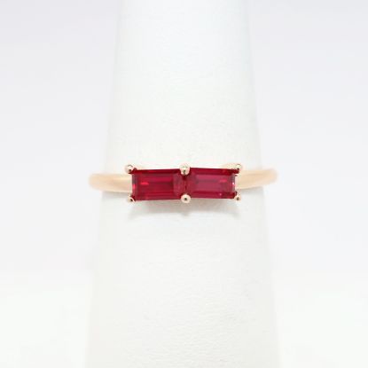 Picture of 14k Rose Gold & Baguette Cut Ruby Ring, US Size 6.5