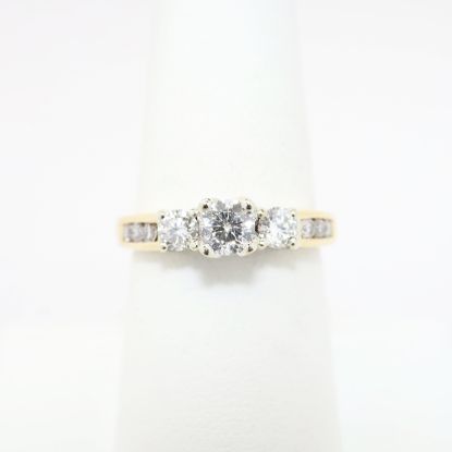 Picture of 14k Yellow Gold & Round Brilliant Cut Diamond Three-Stone Ring