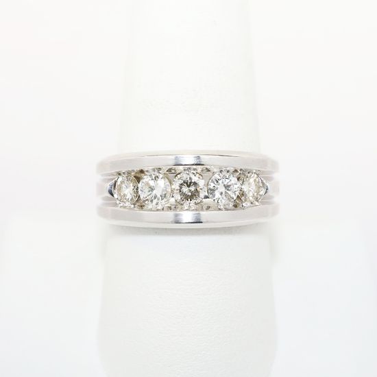 Picture of 14k White Gold & 1.00CT Diamond Men's Wedding Band