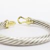 Picture of David Yurman Sterling Silver & 18k Yellow Gold Diamond Buckle Clasp Cable Bracelet