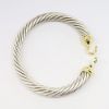 Picture of David Yurman Sterling Silver & 18k Yellow Gold Diamond Buckle Clasp Cable Bracelet