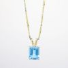 Picture of 14k Yellow Gold, Emerald Cut Blue Topaz and Diamond Pendant