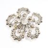Picture of Vintage 1940's Sonia Lee Sterling Sliver, Rhinestone & Faux Pearl Flower Brooch & Earring Set