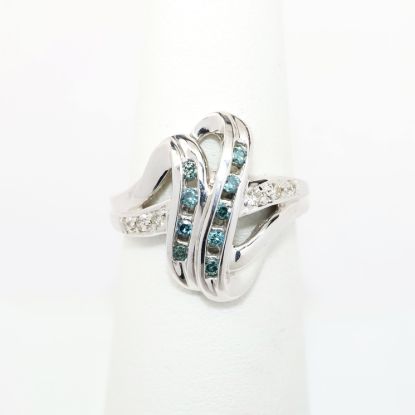 Picture of 14k White Gold & Blue Diamond Fashion Ring