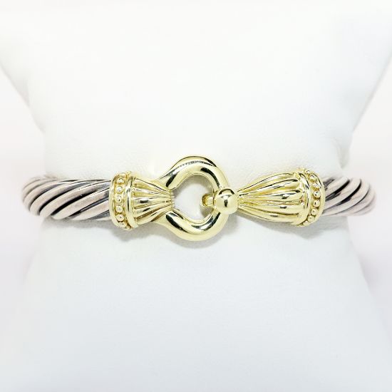 Picture of 14k Yellow Gold & Sterling Silver Cable Bracelet, Signed "BK"